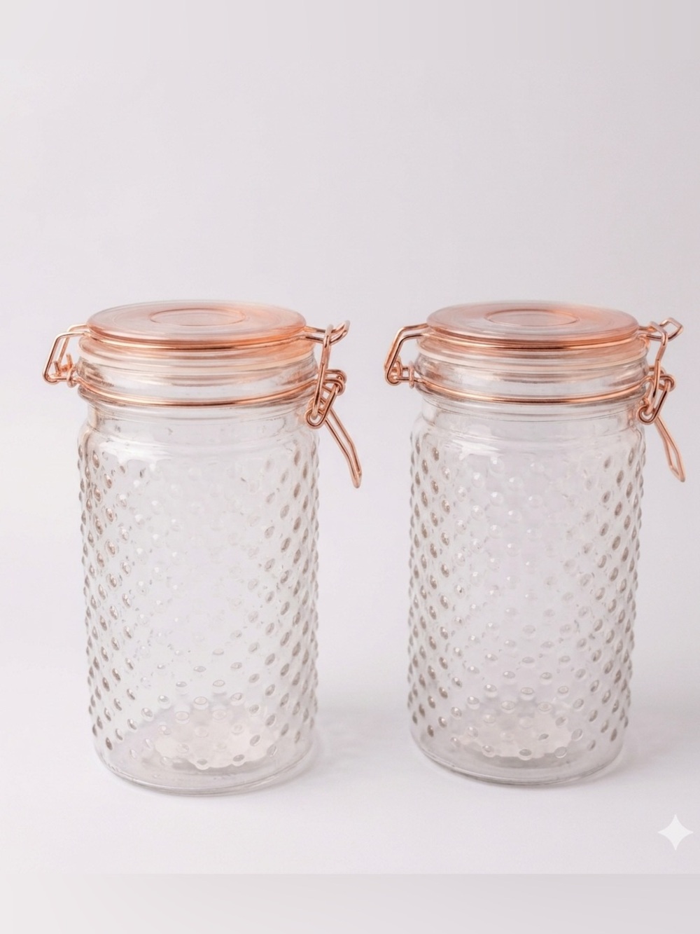 Set of 2 🌸 New Blush Pink Dimpled Glass Canister - 6” Tall